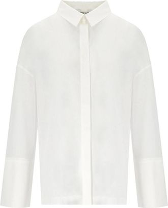 Max Mara Witte Jersey Sedan Shirt met Kimono Mouwen - Dames - Overhemden - Wit - M - Katoen - Overhemden