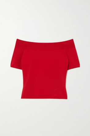 Alexander McQueen Schulterfreies Oberteil Aus Stretch-strick - Rot