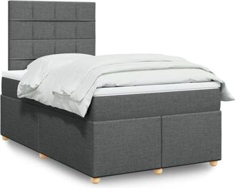 vidaXL Cama Box Spring Con Colch&oacute;n Tela Gris Oscuro 120x200 Cm Vidaxl
