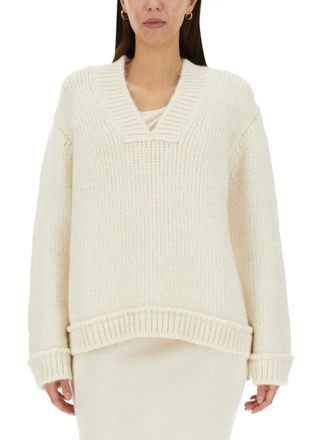 Tom Ford White Knitted V Neck Sweater