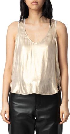 Zadig&Voltaire Tarys Satin Tank in Gold at Nordstrom, Size Medium