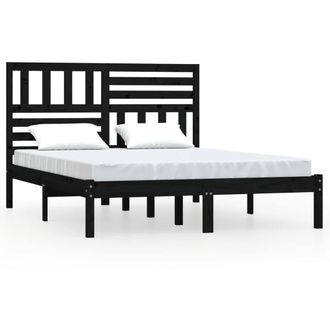 Berkfield Home Bed Frame Black Solid Wood Pine 140x190 cm