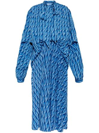 Balenciaga Midi-jurk met kabelgebreide print - Blauw