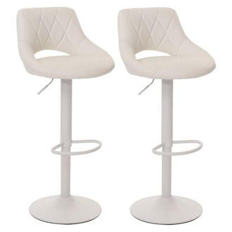 Hhg Hhg - Nunca Usado] Juego De 2 Taburetes De Bar 920, Taburete De Bar Taburete De Mostrador, Reposapi&eacute;s Giratorio, Imitaci&oacute;n De Cuero Metal, Blanco