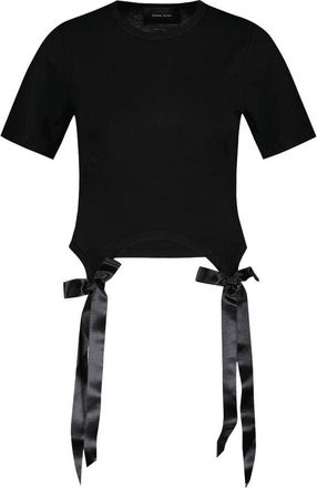Simone Rocha Womens Bow-Tail Detail T-Shirt Black Lyocell