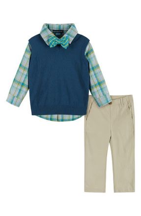 Andy & Evan Sweater Vest, Button-Up Shirt, Pants & Bow Tie Set in Navy at Nordstrom, Size 18-24M