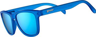 goodr Falkors Fever Dream Polarised Sunglasses for Men & Women, Medium Sized (OG), Dark Blue Translucent Frame with Light Blue Mirrored Reflective Lenses, U
