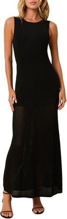 Solid & Striped Lucerne Sleeveless Mixed Media Maxi Dress in Noir at Nordstrom, Size X-Small