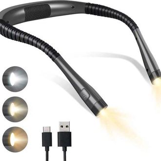 OEM L&aacute;mpara De Lectura De Cuello Sin Marca - Recargable Por Usb - 3 Colores De Luz Y 3 Niveles De Intensidad - Flexible