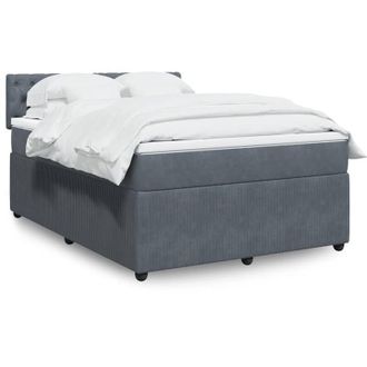 vidaXL Cama Box Spring Con Colch&oacute;n Terciopelo Gris Oscuro 140x190 Cm Vidaxl