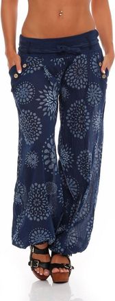 Malito more than fashion Malito Harem Pants with Summery Print Boyfriend Pants Aladin Bloomers Baggy Yoga 3481 Women One Size (Dark Blue)