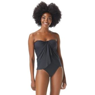 Vince Camuto Draped Bandeau Tankini Top in 001-Black at Nordstrom, Size X-Small