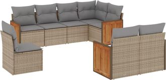 vidaXL Vidaxl - Juego De Sof&aacute;s De Jard&iacute;n Con Cojines Beige 8 Pzas Rat&aacute;n Pe