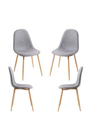 Regalos Miguel Packs Sillas Comedor - Pack 4 Sillas Teok Tela - Gris Claro