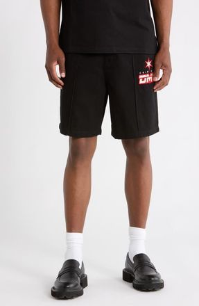 Criminal Damage Star Logo Cotton Shorts in Black at Nordstrom, Size Xx-Large