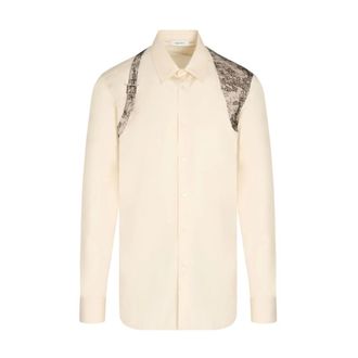 Alexander McQueen Casual Shirts, male, Beige, M, Lace Harness Shirt