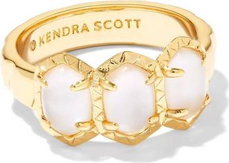 Kendra Scott Womens Daphne Band Ring In Gold Ivory Mother Of Pearl