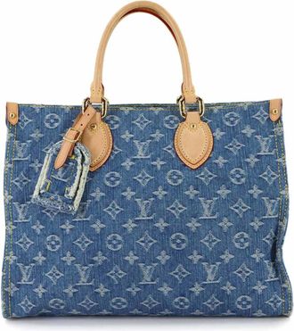 Louis Vuitton Blue Monogram Denim Handbag Tote Bag (Pre-Owned)