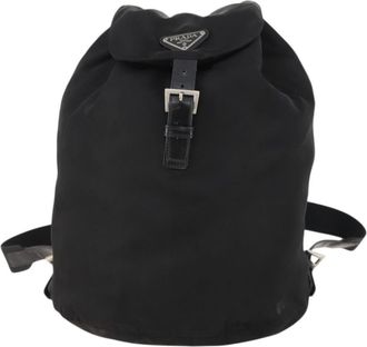 Prada Logo Backpack Tessuto Black Nylon Backpack Bag (Pre-Owned)