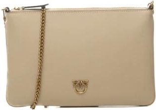 Pinko Pinko, Tassen, Dames, Beige, ONE Size, Katoen, Classic Flat Love Bag Simply