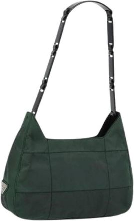 Prada Pre-owned Shoulder Bags, female, Green, Size: ONE SIZE Pre-owned Vintage Nylon Shoulder Bag
