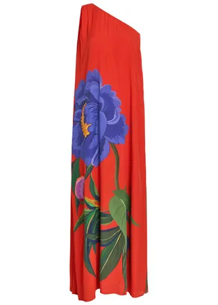 Borgo De Nor Borgo DE Nor Lani Floral-print One-shoulder Crepe Maxi Dress - Red - 12 (UK12 / M)