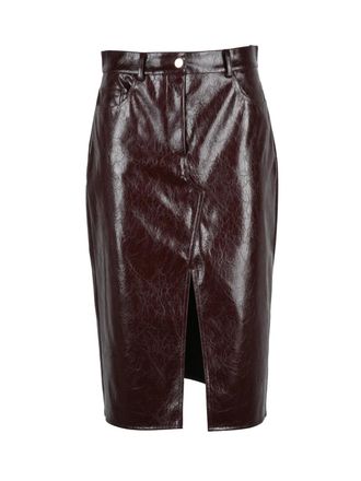 Liu Jo Red Polyester Zip Faux Leather Midi Skirt
