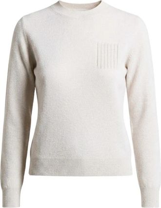 PESERICO Trui met ronde hals en patch - Dames - Ronde hals truien - Beige - XL - Truien & Vesten