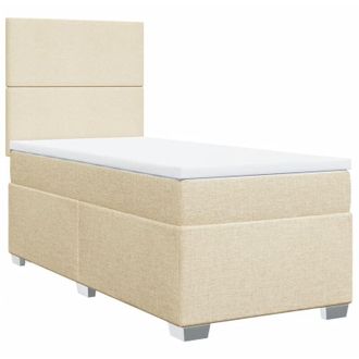 vidaXL Cama Box Spring Con Colch&oacute;n Tela Color Crema 90x190 Cm Vidaxl
