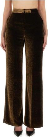 Etro Velvet Wide-Leg Pants - Dames - Wijde Broeken - Bruin - XS - Broeken