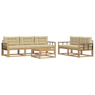 vidaXL Conjunto De Sof&aacute;s De Exterior Con Coj&iacute;n 6 Pcs Y Beige Vidaxl