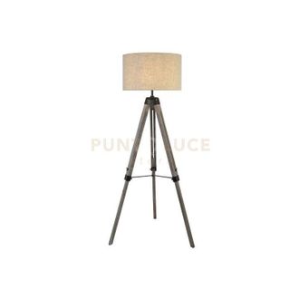 Searchlight Searchlight - Piantana Contemporaneo Easel Legno Marrone Tessuto Nero 1 Luce E27