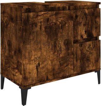vidaXL Bathroom Cabinet Smoked Oak 65x33x60 cm Engineered Wood Vidaxl