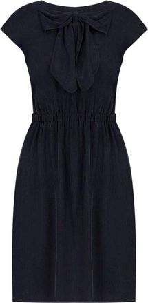 Emporio Armani EA7 Midi-jurk met strik en kapmouwtjes voor dames (Zwart)