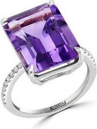 Effy Sterling Silver Emerald Cut Amethyst & White Sapphire Ring in 400 at Nordstrom Rack, Size 8