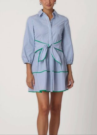 Shoshanna Chatfield Striped Poplin Mini Dress In Blue