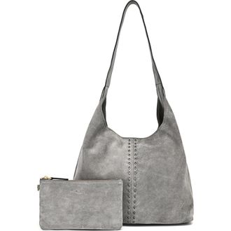 OLD TREND Hydrangea Genuine Leather Suede Classic Hobo Bag in Grey at Nordstrom