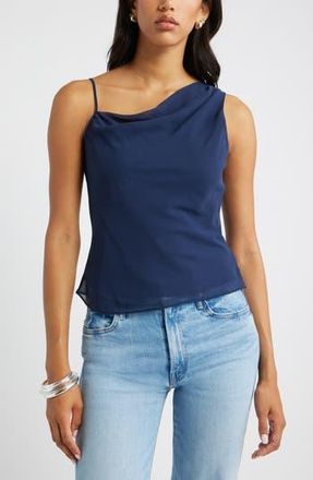 Open Edit Drape Asymmetric Neck Top in Navy Iris at Nordstrom Rack, Size Small