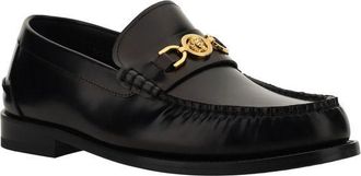 Versace Mens Black Calf Leather Bos Taurus Slip-On Loafers