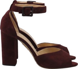 Charlotte Olympia Sling Back Block Heel sin Burgundy Suede