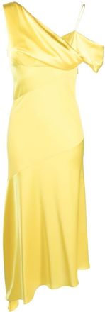 Loewe asymmetric draped midi dress - women - Viscose/Triacetate/Polyester - 38 - Yellow