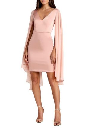 Mac Duggal Womens Cape Sleeve V Neck Sheath Dress in Blush at Nordstrom, Size 14