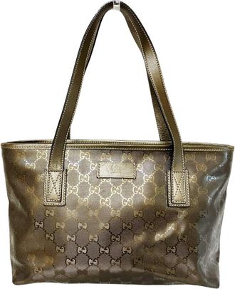 Gucci Gg Imprim&eacute; Gold Pvc Leather Tote Bag (Pre-Owned)