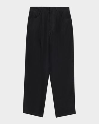 Giorgio Armani Mens Lyocell Relaxed-Fit Pleated Trousers