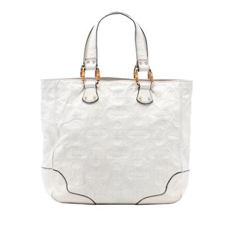 Gucci Pre-owned Womens Leather Bamboo Horsebit Tote - White - One Size