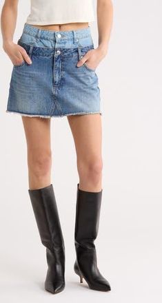 SIMKHAI Salix Double Waistband Denim Miniskirt in Catalina Trancoso at Nordstrom Rack, Size 26