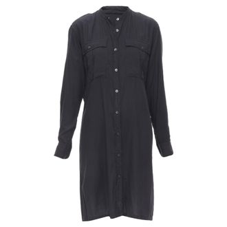 Dries Van Noten black washed cotton cargo pocket button front shirt FR36 XS