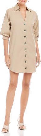 Fifteen Twenty Phoebe Lantern Sleeve Shirtdress in Stone at Nordstrom, Size X-Small