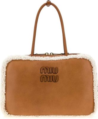 Miu Miu Camel Leather Beau Handbag