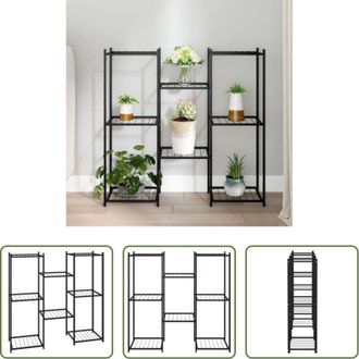 vidaXL Scaffale per piante - Portafiori 83x25x80 cm Nero in Ferro
